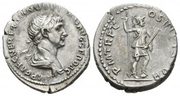 TRAJANO. Denario. (Ar. 3,02g/19mm). 116-117 d.C. Roma. (RIC 353). EBC-. Exceso de metal en reverso. Bonito ejemplar.