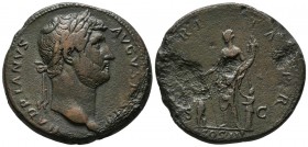 ADRIANO. Sestercio. (Ae. 24,13g/39mm). 128-129 d.C. Roma. (RIC 988). MBC. Oxidaciones limpiadas.