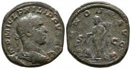 FILIPO I. Sestercio. (Ae. 20,18g/28mm). 246 d.C. Roma. (RIC 168a). MBC-. Rayas por limpieza.