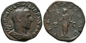 FILIPO I. Sestercio. (Ae. 17,45g/29mm). 245 d.C. Roma. (RIC 169a). MBC-.