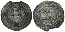 CALIFATO OMEYA DE DAMASCO. Abd al-Malik I. Dimisq (Damásco). Dirham. (Ar. 2,11g/25mm). 80H. (Stephen Album 126; Lavoix 352). MBC.