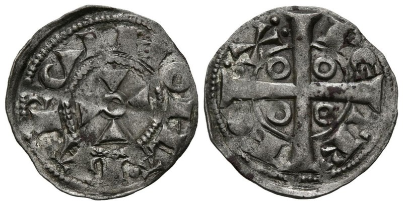 PEDRO II (1196-1213). Dinero (Ve. 1,08g/19mm). Barcelona. (Cru-300). MBC.