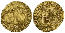 REYES CATOLICOS (1474-1504). Excelente. (Au. 3,45g/22mm). S/D. Sevilla. (Cal-2019-659). MBC. Vano de acuñación en anverso. Escasa.