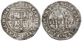 JUANA Y CARLOS (1504-1555). 1 Real. (Ar. 3,30g/26mm). S/D (entre 1548-1556). México L. (Cal-2019-72). MBC-.