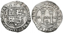 JUANA Y CARLOS (1504-1555). 4 Reales. (Ar. 13,64g/30mm). S/D. México L. (Cal-2019-136). MBC+. Escasa.