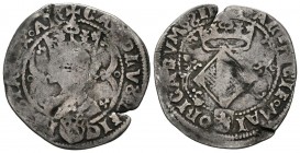 CARLOS I (1516-1556). 1 Real. (Ar. 2,17g/23mm). S/D. Valencia. (Cal-2019-84). BC. Vanos de acuñación. Rara.