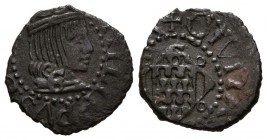 FELIPE II (1556-1598). Diner (Ae. 0,68g/13mm). S/D. Girona. (Cal-2019-2). MBC+