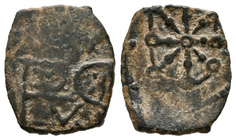 FELIPE II (1556-1598). 1 Cornado. (Ae. 0,94g/13mm). Pamplona. S/D. (Cal-2019-21)...