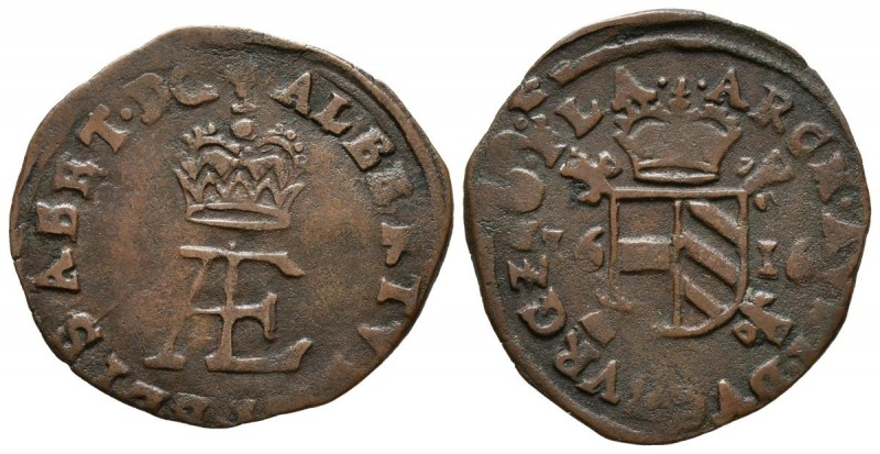 ARCHIDUQUES ALBERTO E ISABEL (1598-1621). Doble Dinero (Ae. 2,19g/23,1mm). 1616....