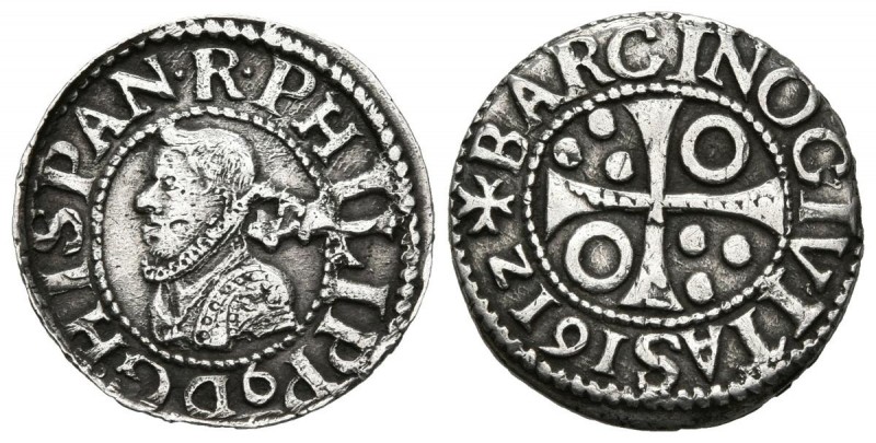 FELIPE III (1598-1621). 1/2 Croat. (Ar. 1,60g/17mm). 1612. Barcelona. (Cal-2019-...