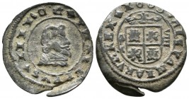 FELIPE IV (1621-1665). 8 Maravedís. (Ae. 2,36g/21mm). 1663. Granada. (Cal-1364; J.S. M-246). Letra D invertida y ensayador N montado sobre gráfila. MB...