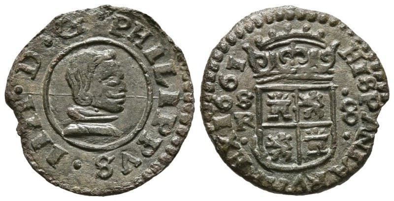 FELIPE IV (1621-1665). 8 Maravedís. (Ve. 2,00g/19mm). 1661. Sevilla R. (Cal-2019...