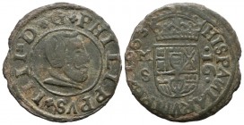 FELIPE IV (1621-1665). 16 Maravedís. (Ae. 2,91g/25mm). 1663. Madrid S. (Cal-2019-475). MBC.