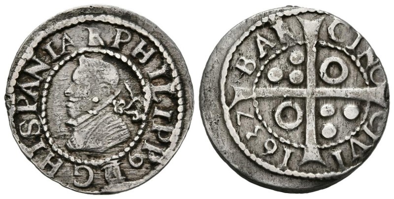 FELIPE IV (1621-1665). 1 Croat. (Ar. 3,18g/21mm). 1637. Barcelona. (Cal-2019-662...