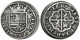 FELIPE IV (1621-1665). 2 Reales. (Ar. 5,79g/27mm). 1627. Segovia P. (Cal-2019-956). MBC-.