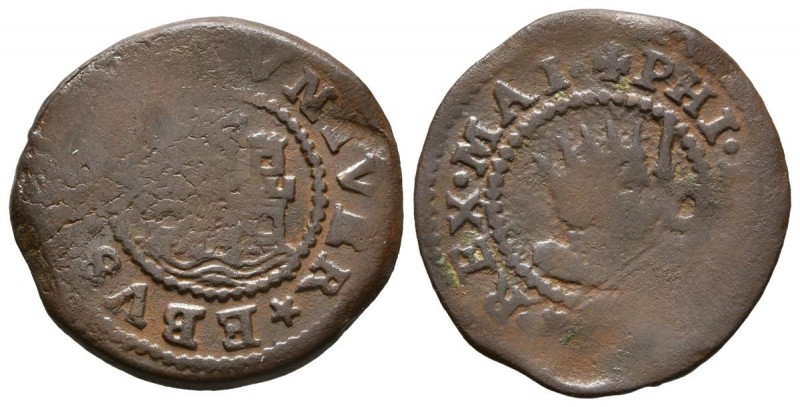 CARLOS II (1665-1700). 1 Sou (Ae. 2,63g/20mm). Ibiza. S/D. A nombre de Felipe IV...