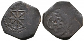 CARLOS II (1665-1700). 1 Maravedí. (Ae. 3,10g/20mm). Pamplona. 1686. (Cal-2019-45). Sin P-A en reverso. BC/BC+.