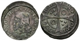 CARLOS III, el Pretendiente (1700-1714). 1 Croat. (Ar. 2,15g/21mm). 1706. Barcelona. (Cal-2019-20). MBC.