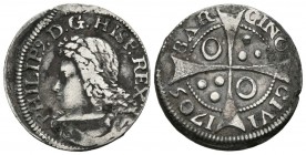 FELIPE V ( 1700-1746). 1 Croat. (Ar. 2,63g/21mm). 1605. Barcelona. (Cal-2019-348). MBC.