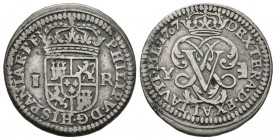 FELIPE V (1700-1746). 1 Real. (Ar. 2,73g/20mm). 1707. Segovia Y. (Cal-2019-621). BC+. Escasa.