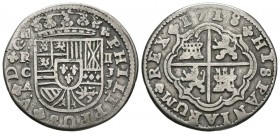 FELIPE V (1700-1746). 2 Reales. (Ar. 4,44g/26mm). 1718. Cuenca JJ. (Cal-2019-670). MBC-.