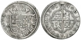 FELIPE V (1700-1746). 2 Reales. (Ar. 5,17g/27mm). 1721. Cuenca JJ. (Cal-2019-671). MBC.