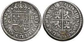 FELIPE V (1700-1746). 2 Reales. (Ar. 5,29g/27mm). 1721. Madrid A. (Cal-2019-774). MBC/MBC-.