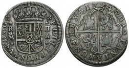 FELIPE V (1700-1746). 2 Reales. (Ar. 5,05g/27mm). 1724. Madrid A. (Cal-2019-778). MBC+. Final de riel.