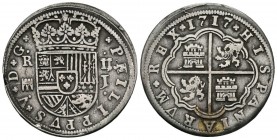 FELIPE V (1700-1746). 2 Reales (Ar. 5,67g/27mm). 1717. Segovia. (Cal-2019-944). MBC.