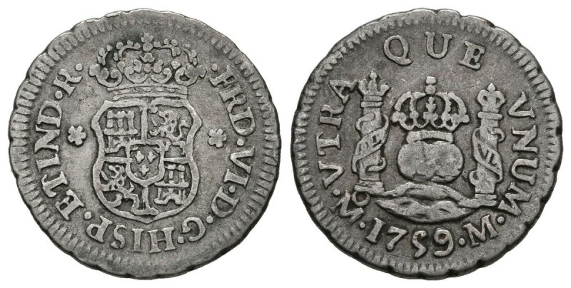 FERNANDO VI (1746-1759). 1/2 Real. (Ar. 1,61g/16mm). 1759. México M. (Cal-2019-9...