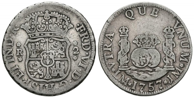 FERNANDO VI (1746-1759). 2 Reales. (Ar. 6,52g/27mm). 1757/6. Lima JM. (Cal-2019-...