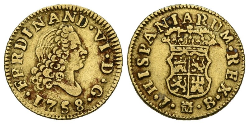 FERNANDO VI (1746-1759). 1/2 Escudo. (Au. 1,74g/15mm). 1758. Madrid JB. (Cal-201...