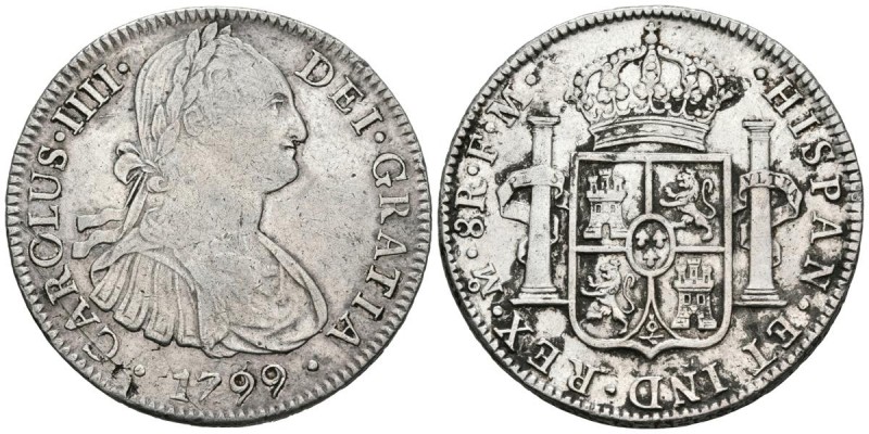 CARLOS IV (1788-1808). 8 Reales. (Ar. 26,83g/40mm). 1799. México FM. (Cal-2019-6...