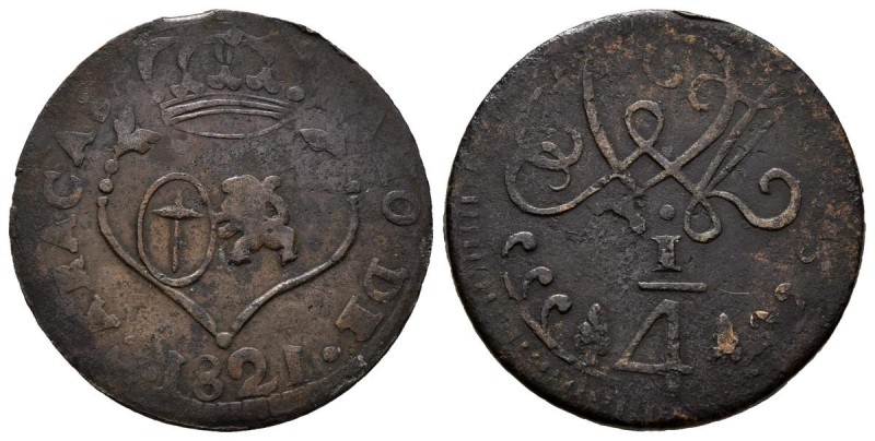 FERNANDO VII (1808-1833). 1/4 Real (Cu. 2,58g/22mm). 1821. Caracas. (Cal-2019-69...