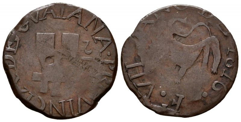 FERNANDO VII (1808-1833). 1/2 Real. (Cu. 2,57g/22mm). 1816. Guayana. (Km#C41.2)....