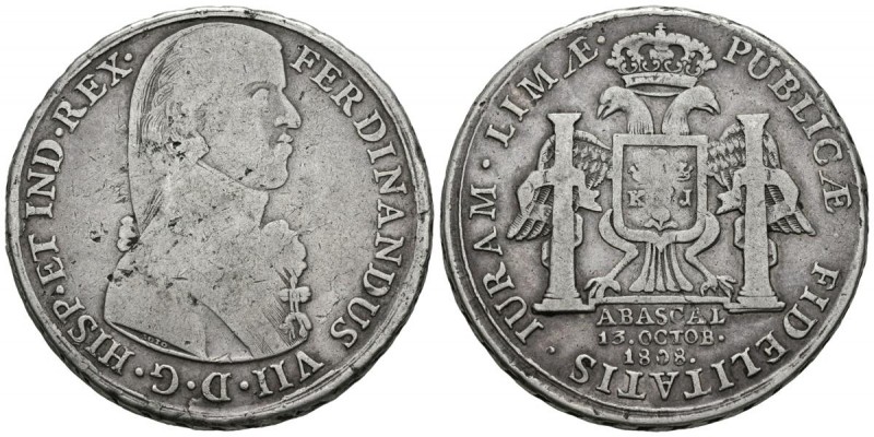 FERNANDO VII (1808-1833). Medalla de proclamación. (Ar. 26,77g/38mm). 13 Octubre...