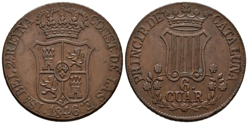 ISABEL II (1833-1868). 6 Cuartos (Ae. 15,01g/32mm). 1846. Barcelona. (Cal-2019-3...