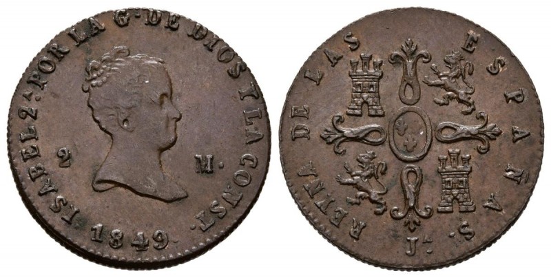 ISABEL II (1833-1868). 2 Maravedís (Ae. 2,36g/19mm). 1849. Jubia. (Cal-2019-47)....