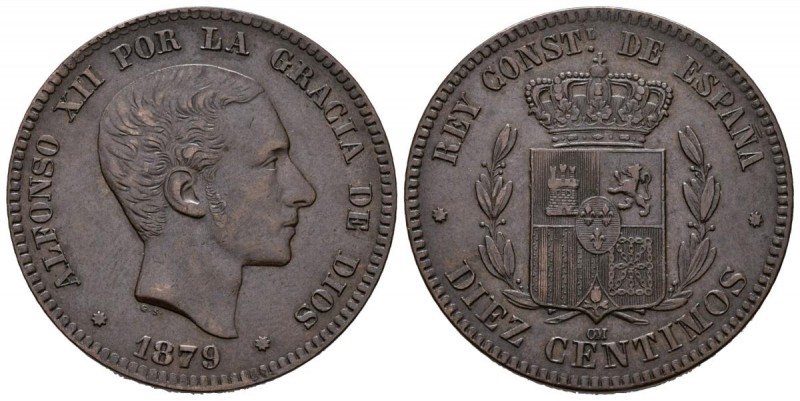 ALFONSO XII (1874-1885). 10 Céntimos (Ae. 10,18g/30mm). 1879. Barcelona OM. (Cal...