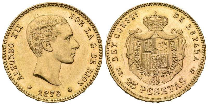 ALFONSO XII (1874-1885). 25 Pesetas. (Au. 8,08g/24mm). 1876 *18-76. Madrid DEM. ...