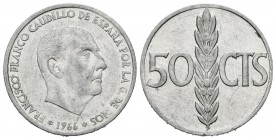 ESTADO ESPAÑOL (1939-1975). 50 Céntimos (Al. 0,99g/20mm). 1966 *19-71. (Cal-2019-118). Reverso girado. EBC.