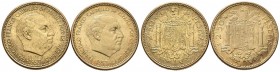 ESTADO ESPAÑOL. Conjunto formado por 2 monedas de 2,50 pesetas de 1953. SC.