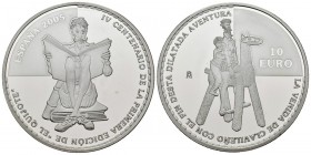 JUAN CARLOS I. 10 Euros. (Ar. 27,00g/40mm). 2005. "LA LLEGADA DE CLAVILEÑO". PROOF. Presentada en estuche oficial con certificado.