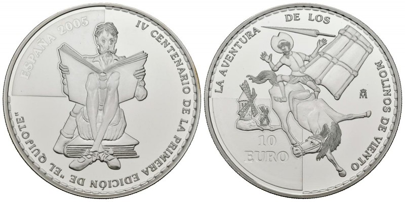 JUAN CARLOS I. 10 Euros. (Ar. 27,00g/40mm). 2005. "AVENTURA DE LOS MOLINOS DE VI...