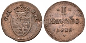 ALEMANIA. 1 Pfennig. (Ae. 1.54g/18.8mm). 1819. Hessen-Darmstadt. Ludwig I. (Aks 95; J-19). MBC.