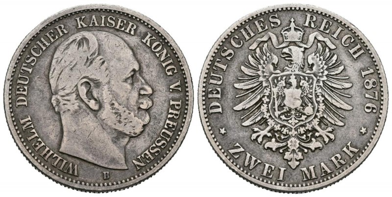 ALEMANIA. 2 Mark. (Ar.10,91g/28mm). 1876. B. (Km#506). MBC-.