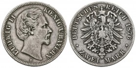 ALEMANIA. 2 Mark. (Ar. 10,86g/28mm). 1876. Munich D. (Km#903). MBC-.