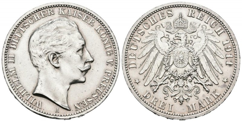 ALEMANIA. 3 Mark. (Ar. 16,66g/33mm). 1911. Berlín A. (Km#527). EBC-.