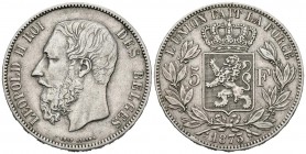 BELGICA. 5 Francs (Ar. 24,91g/37mm).1873. (Km#24). MBC+.