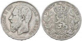 BELGICA. 5 Francs. (Ar. 24,75g/37mm).1874. (Km#24). MBC.
